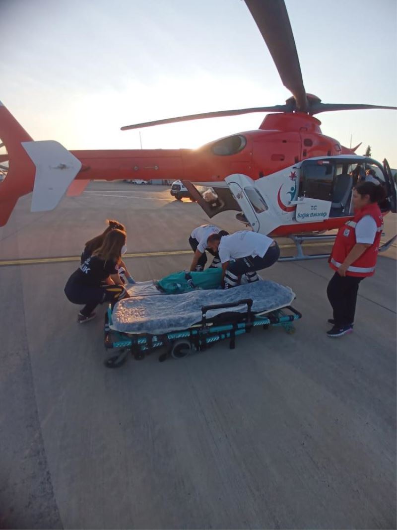 Ambulans helikopter yanık tedavisi gören çocuk için havalandı 