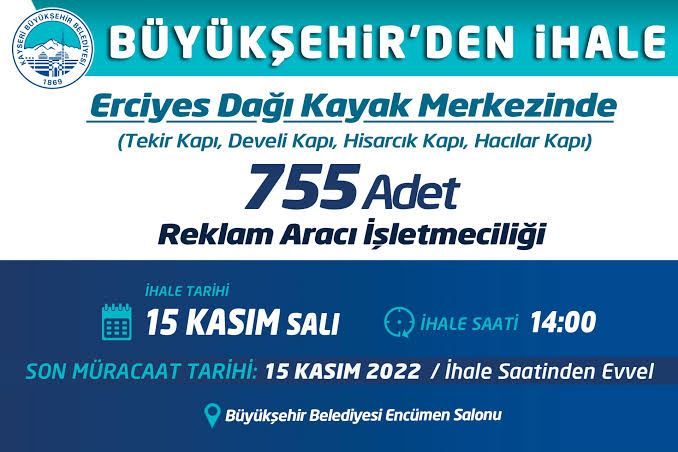 Kayseri Büyükşehir Belediyesi 775 reklam aracının işletilmesi ihalesi düzenleyecek