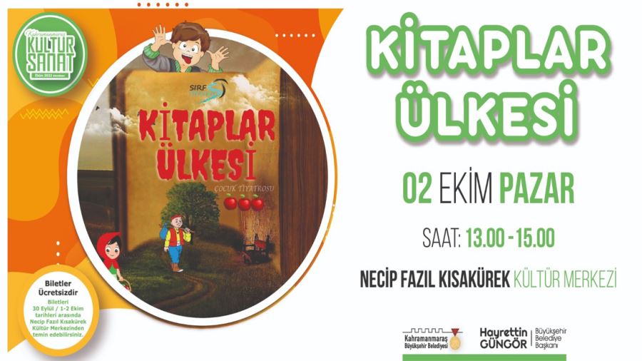 “Kitaplar Ülkesi” çocuk tiyatrosu 2 Ekim de