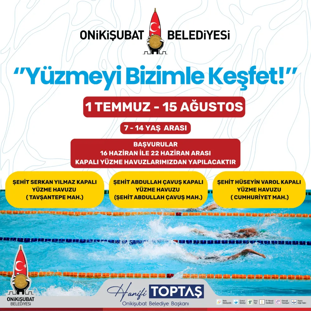 Onikişubat Belediyesi’nin ‘Yüzmeyi Bizimle Keşfet’ kursu başlıyor 