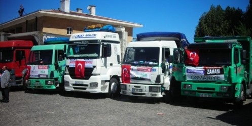 Toplanan yardım paketleri yola çıktı