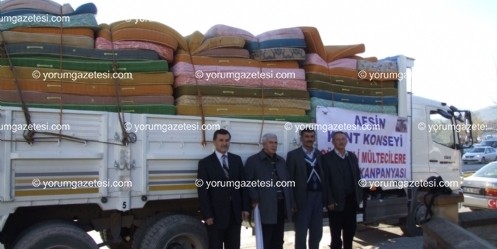 Çadır kente bir kamyon dolusu hazır yatak gönderildi